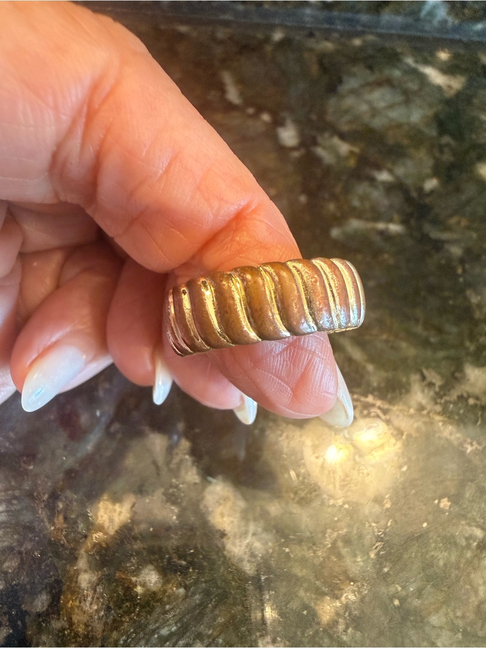 Textured Ribbed Gold Ring for Women - Picture 3 of 3